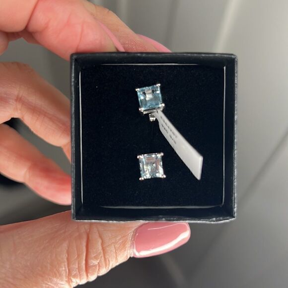 Gorgeous Ladies Sterling Silver 2.60 CTW Topaz Designer Earrings - Picture 4 of 6